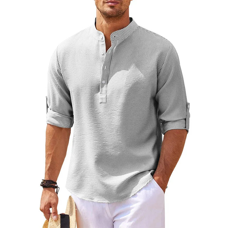 Camisa casual de cuello alto