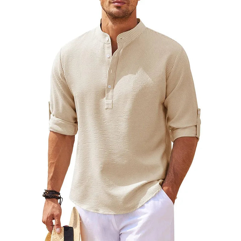 Camisa casual de cuello alto