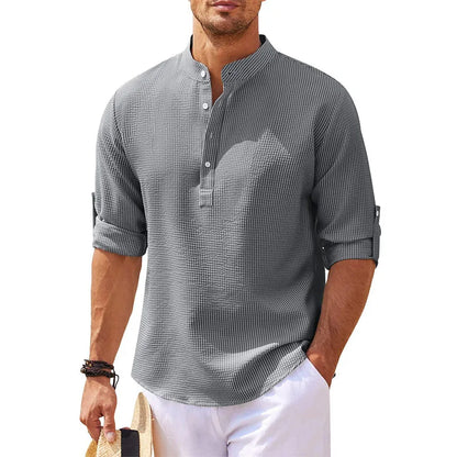 Camisa casual de cuello alto