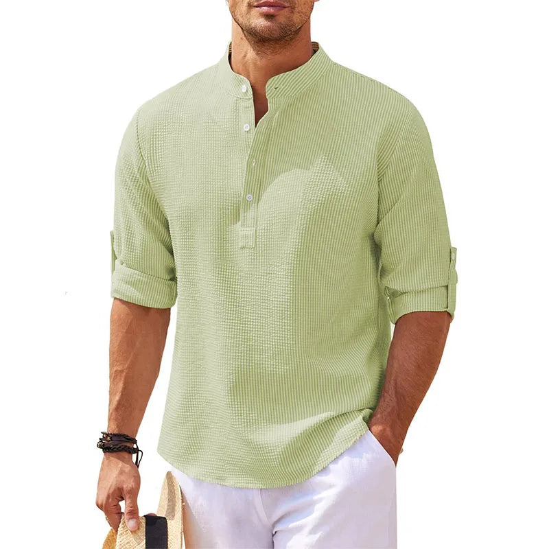 Camisa casual de cuello alto